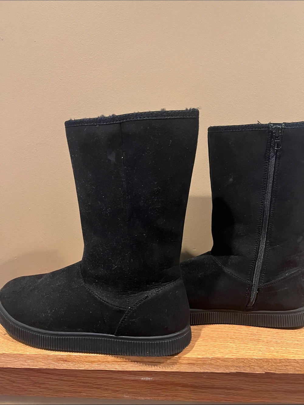 Cat & Jack Black Kids Zip-Up Suede Boots